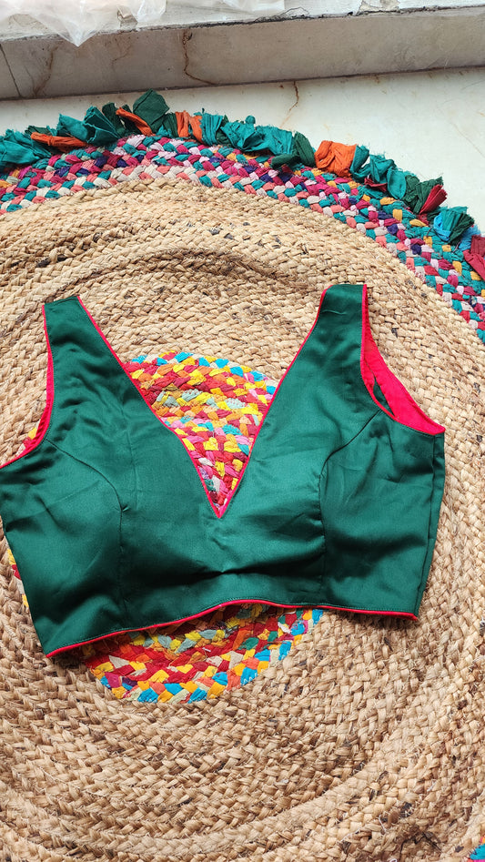 Dark Green Cottonsilk Blouse
