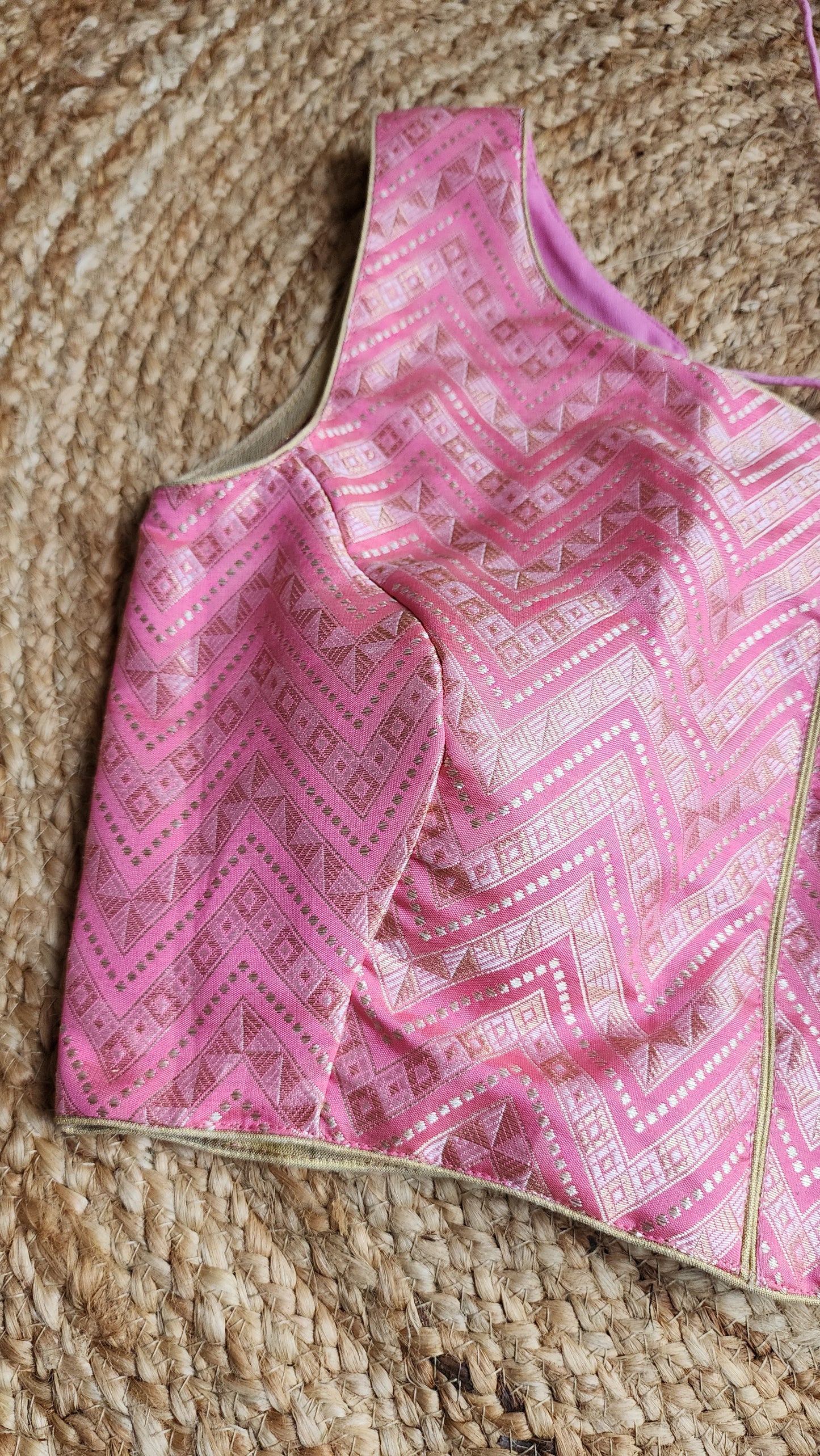 Pink Zigzag Brocade Blouse