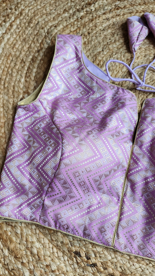 Lilac  Zigzag Brocade Blouse