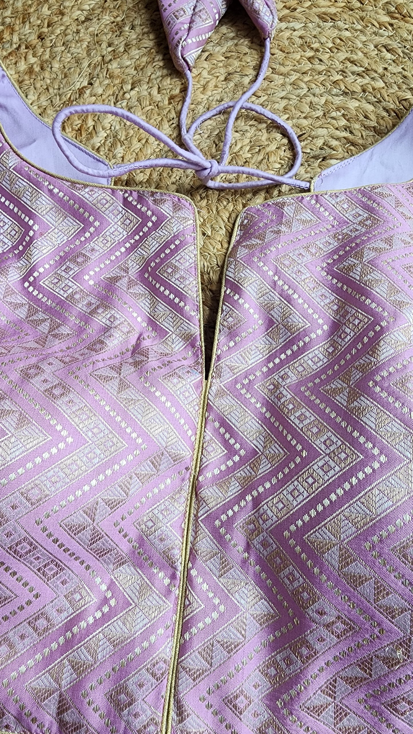 Lilac  Zigzag Brocade Blouse