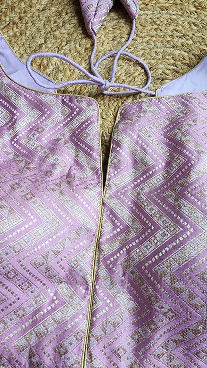 Lilac  Zigzag Brocade Blouse