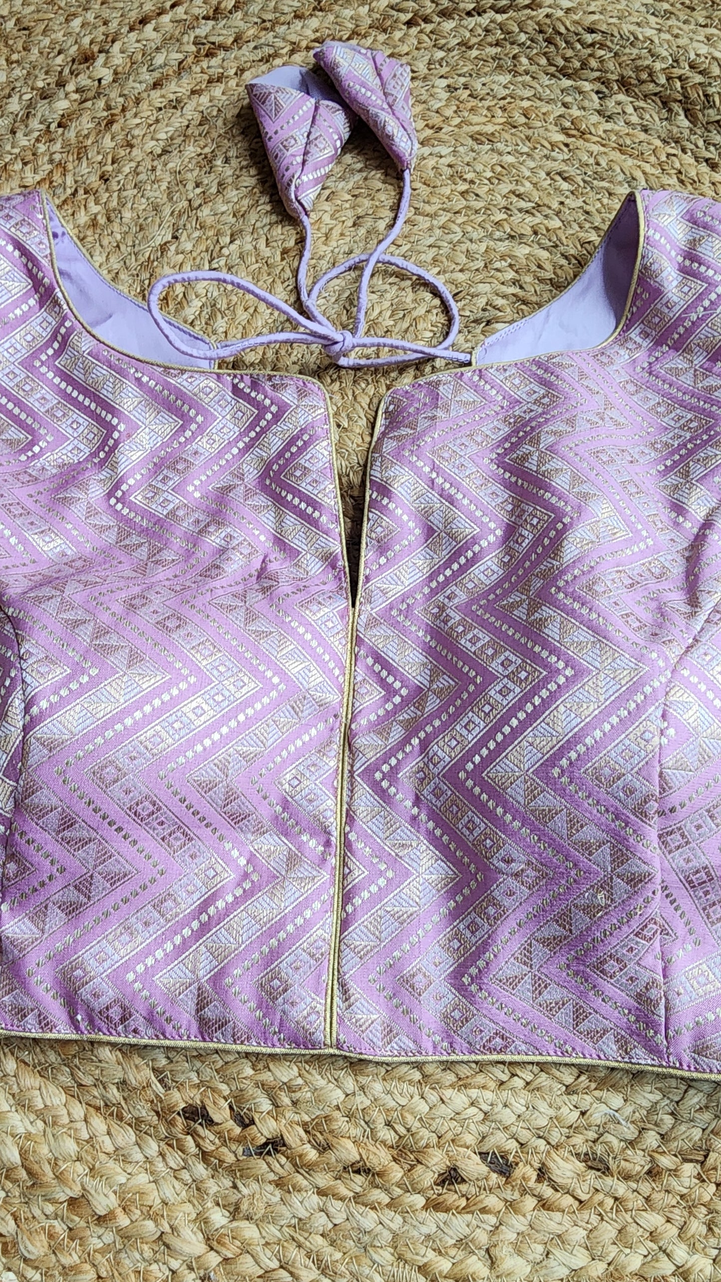 Lilac  Zigzag Brocade Blouse