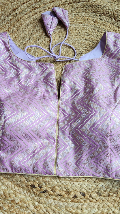 Lilac  Zigzag Brocade Blouse