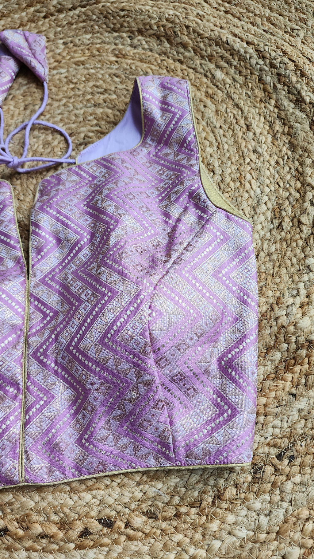 Lilac  Zigzag Brocade Blouse