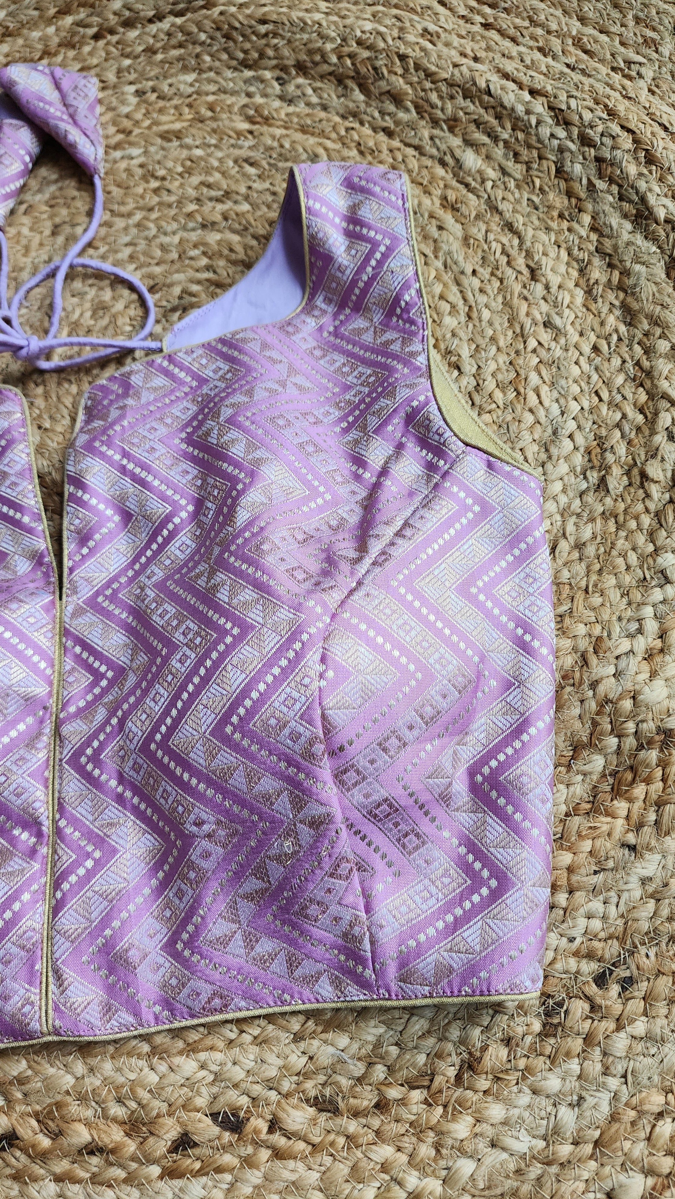 Lilac  Zigzag Brocade Blouse
