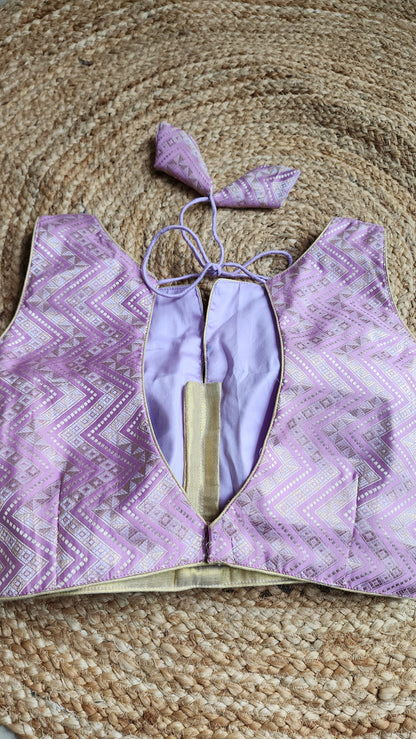 Lilac  Zigzag Brocade Blouse