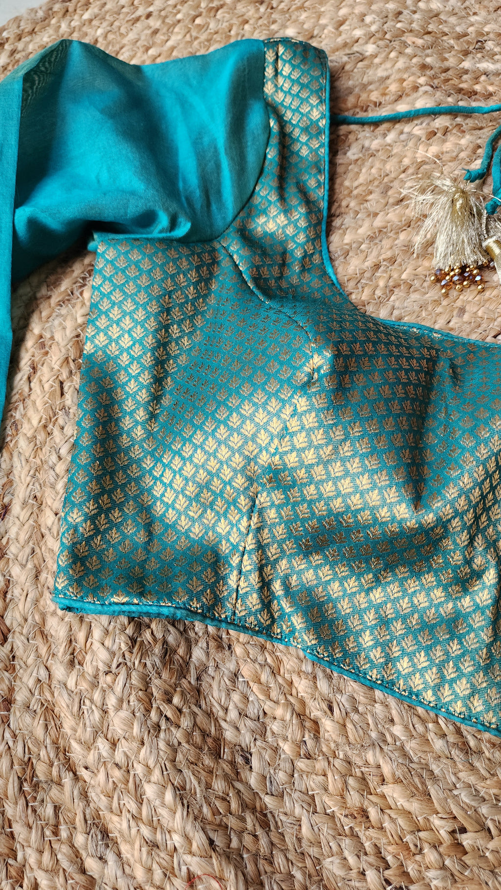 Naira Teal Brocade Blouse