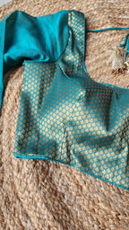 Naira Teal Brocade Blouse