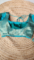 Naira Teal Brocade Blouse