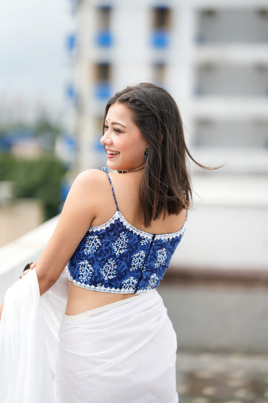 Plain White Mulmul Saree