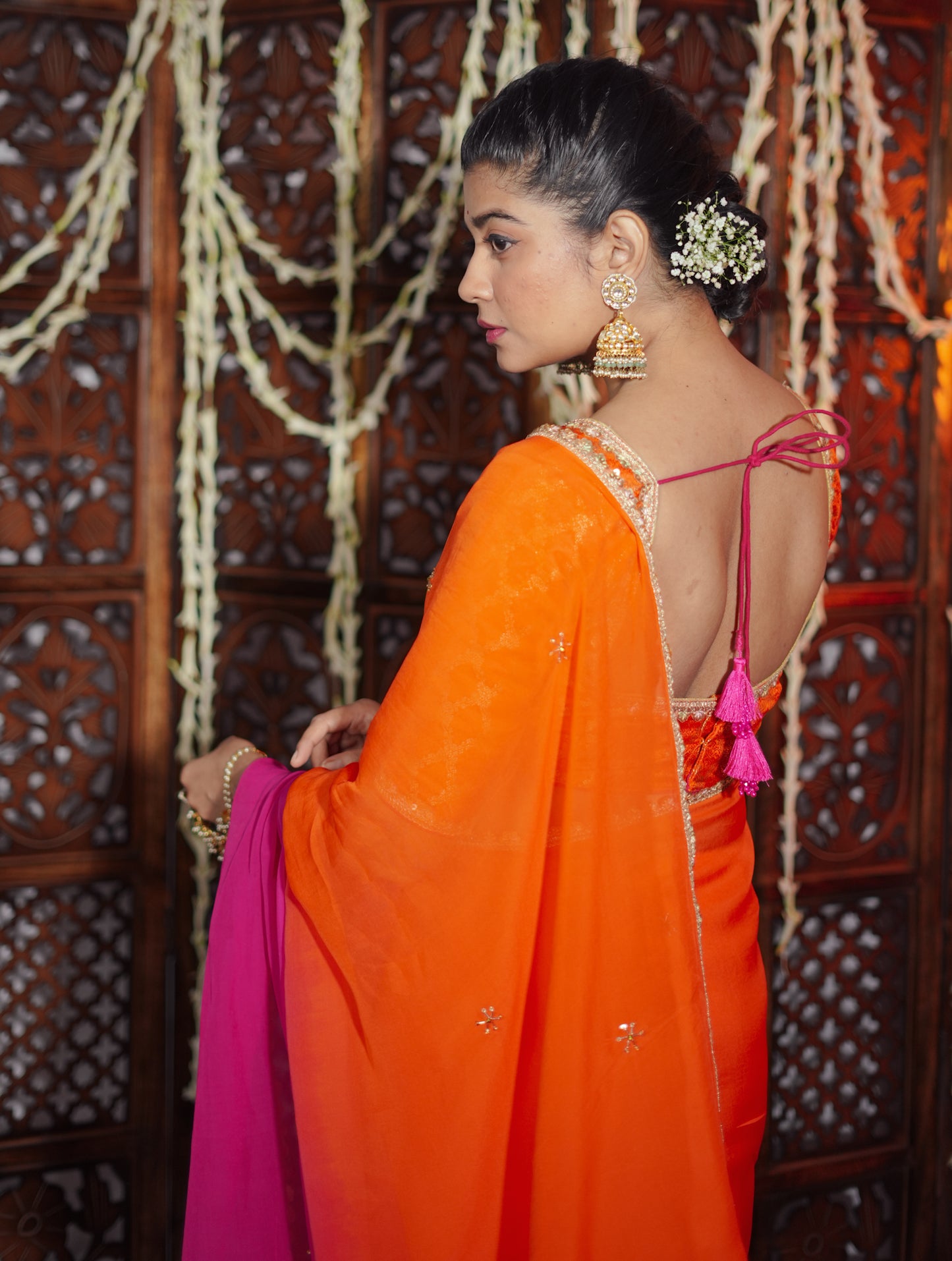 Sunset Sorbet Handembroidered Saree