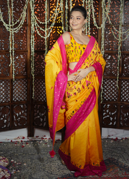 Marigold Handembroidered Saree