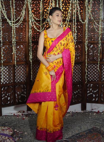 Marigold Handembroidered Saree