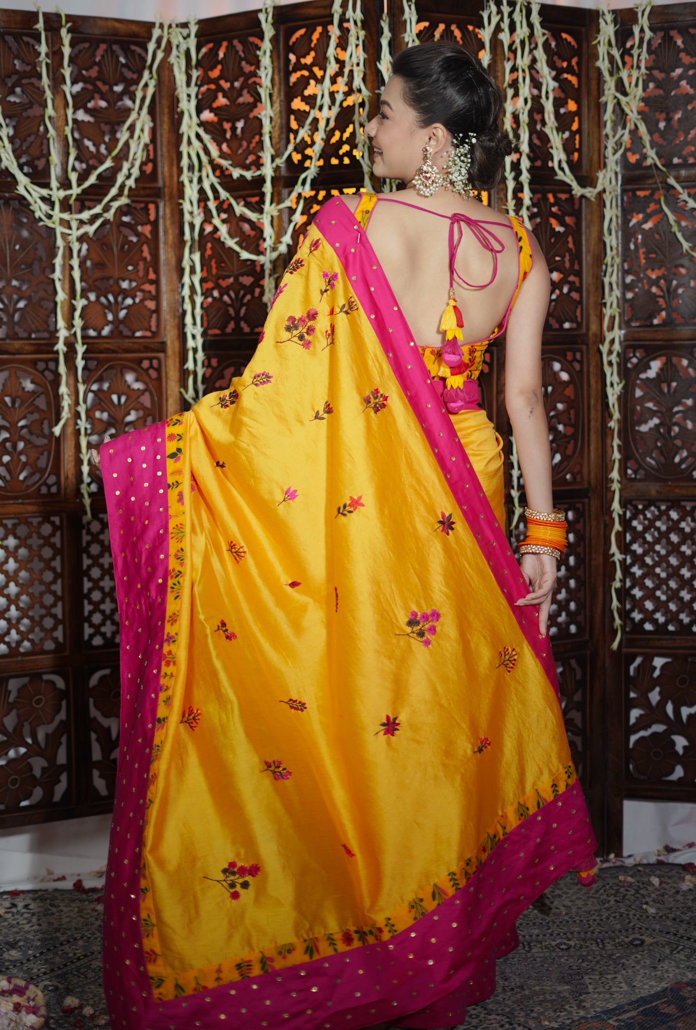 Marigold Handembroidered Saree