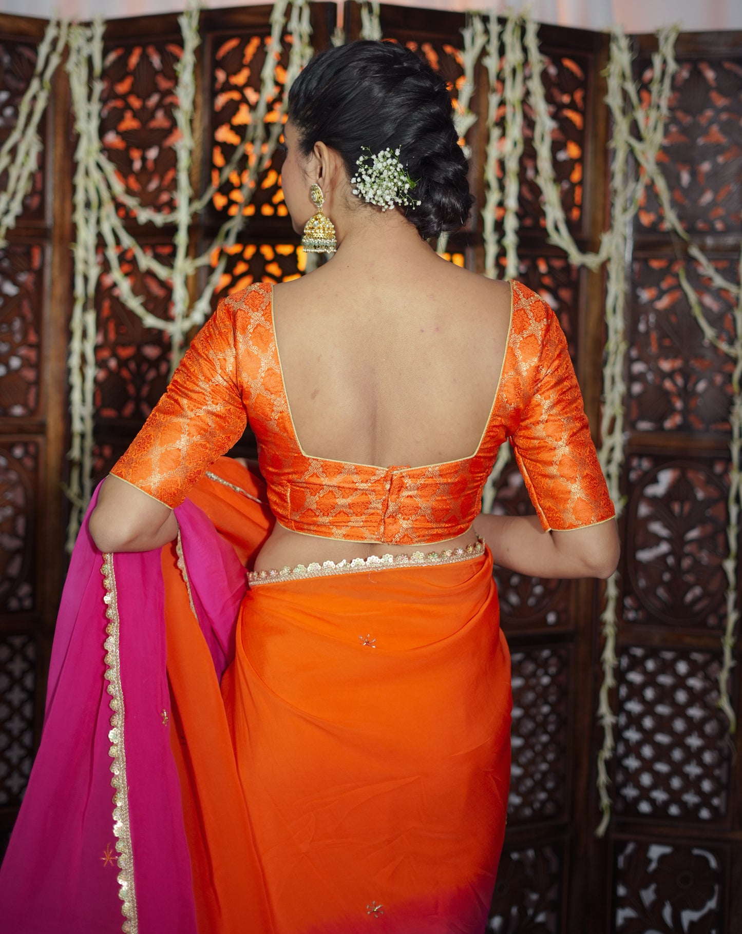 Orange Brocade Blouse