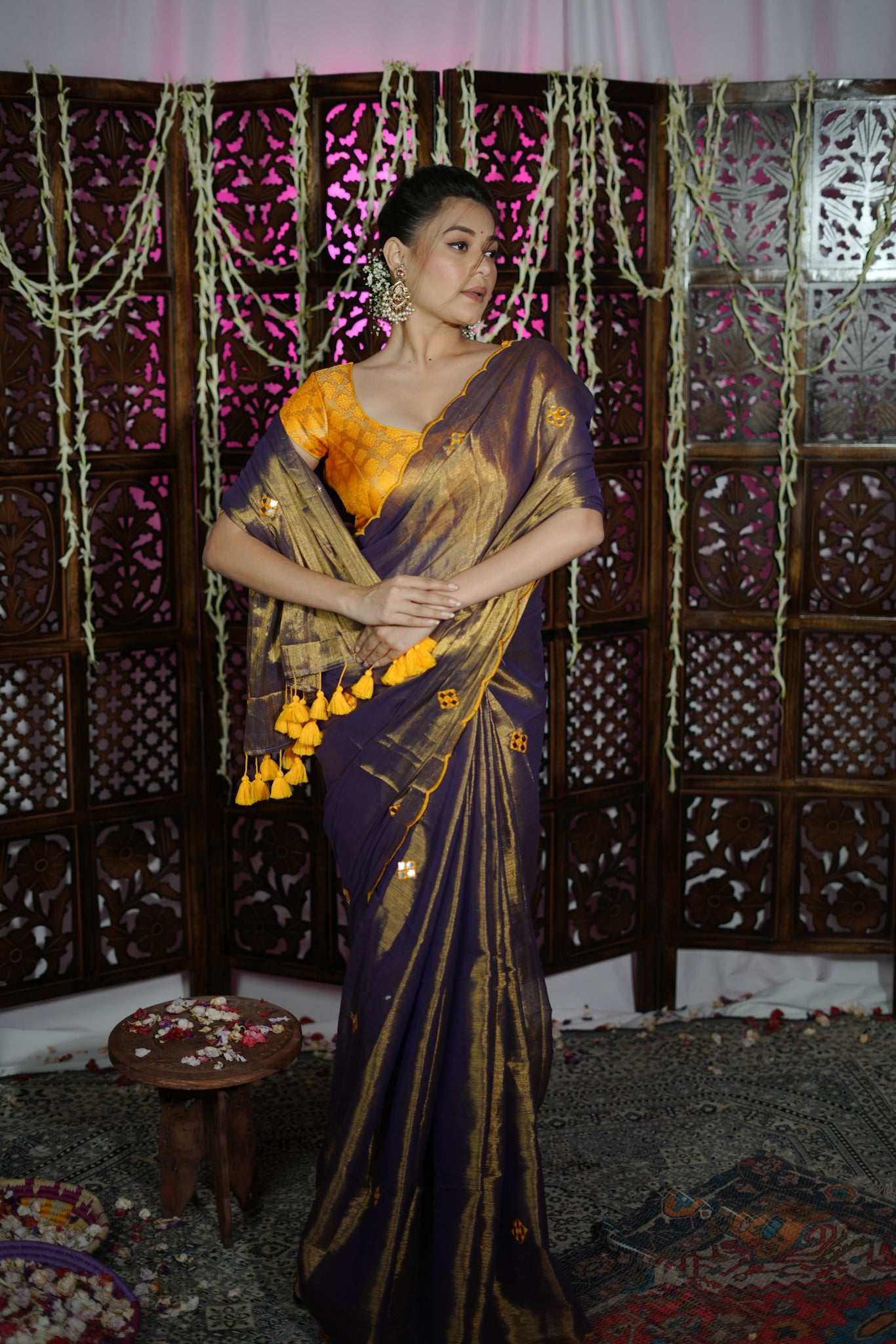 Amber Handloom Tissue Raga Saree