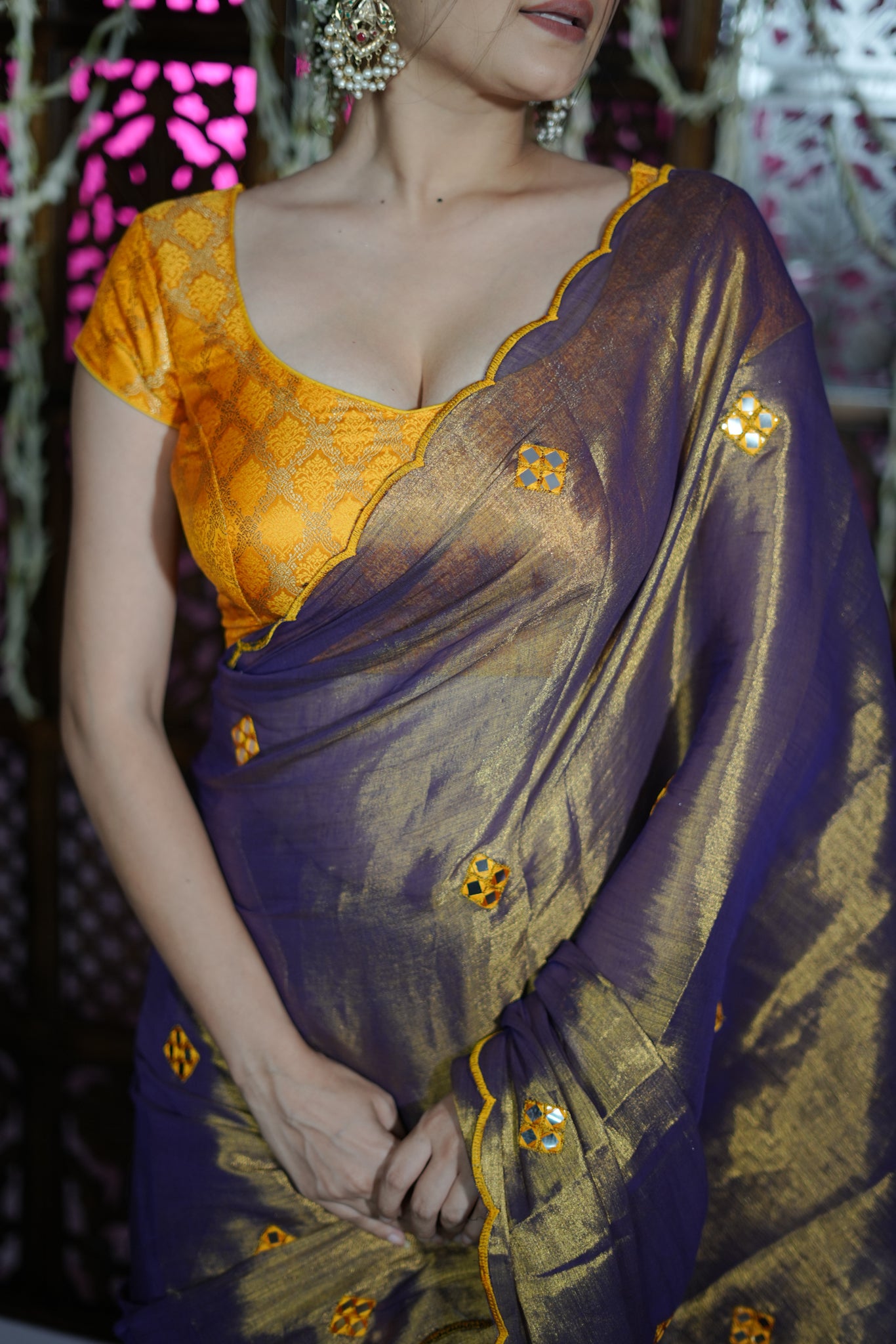 Amber Handloom Tissue Raga Saree