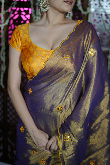 Amber Handloom Tissue Raga Saree