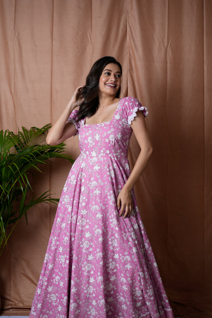 Rosy Bloom Maxi Dress