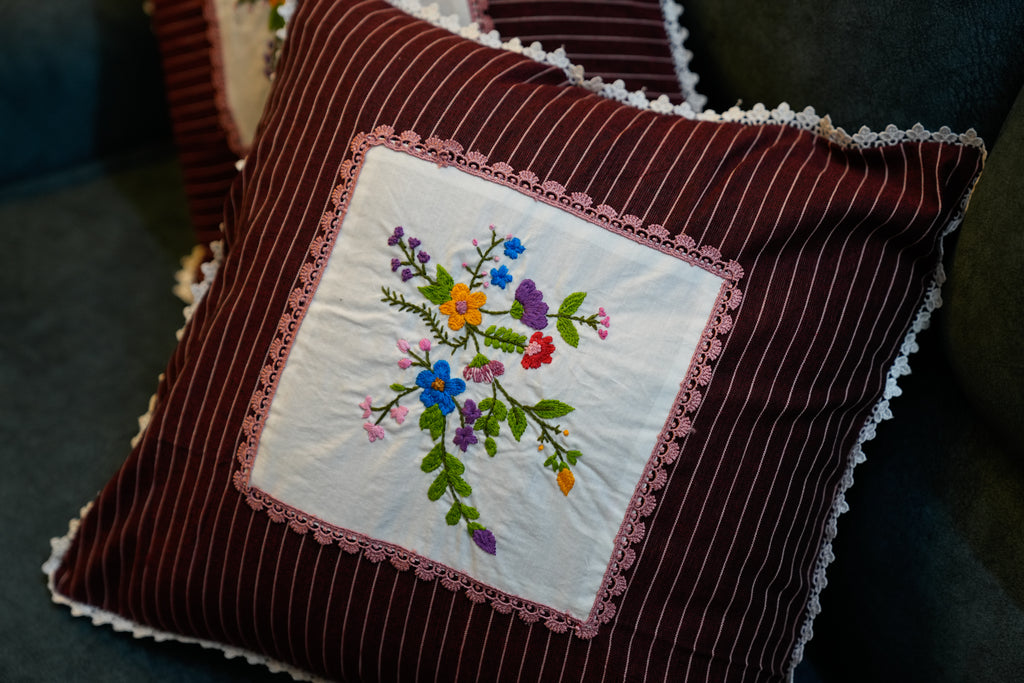 Serene Stitches Cushion Cover