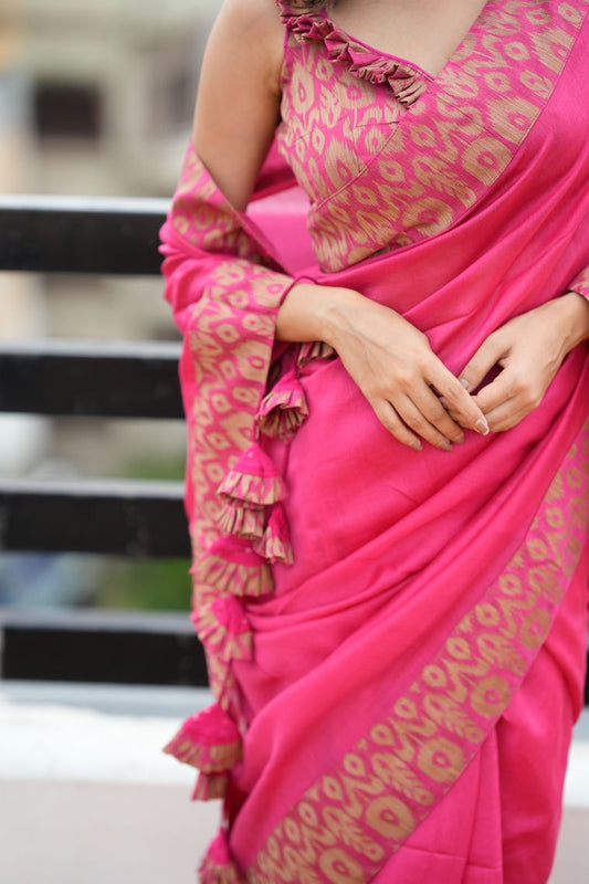 Pink Rose Saree