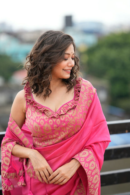 Pink Rose Saree