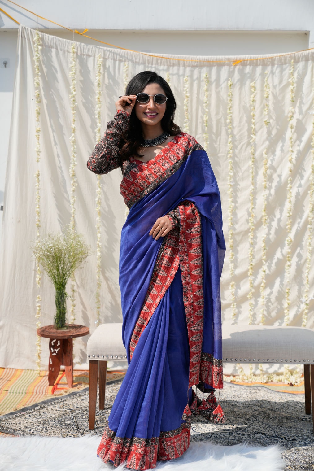 Blue Patchwork Saree