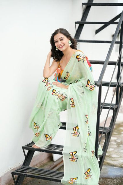 Butterfly Mul Cotton Saree