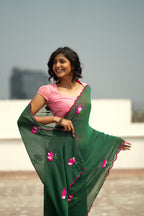 Pink Lotus Mul Cotton Saree
