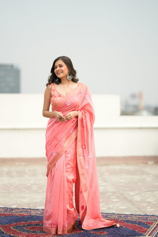 Cherry Blossom Saree - Pink