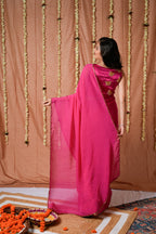 Pink Butterfly Pure Organza Saree