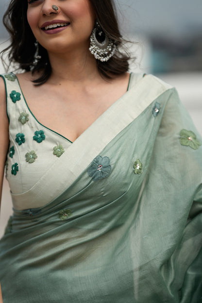 Cherry Blossom Blouse -Sage Green