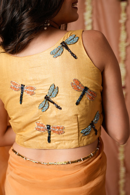 Dragonfly Embroidered Silk Blouse