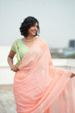 Blush Me Peach Mul Cotton Saree