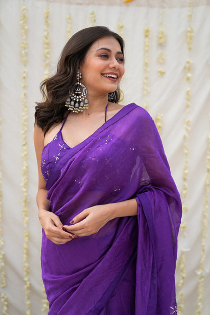 Purple Rose Saree