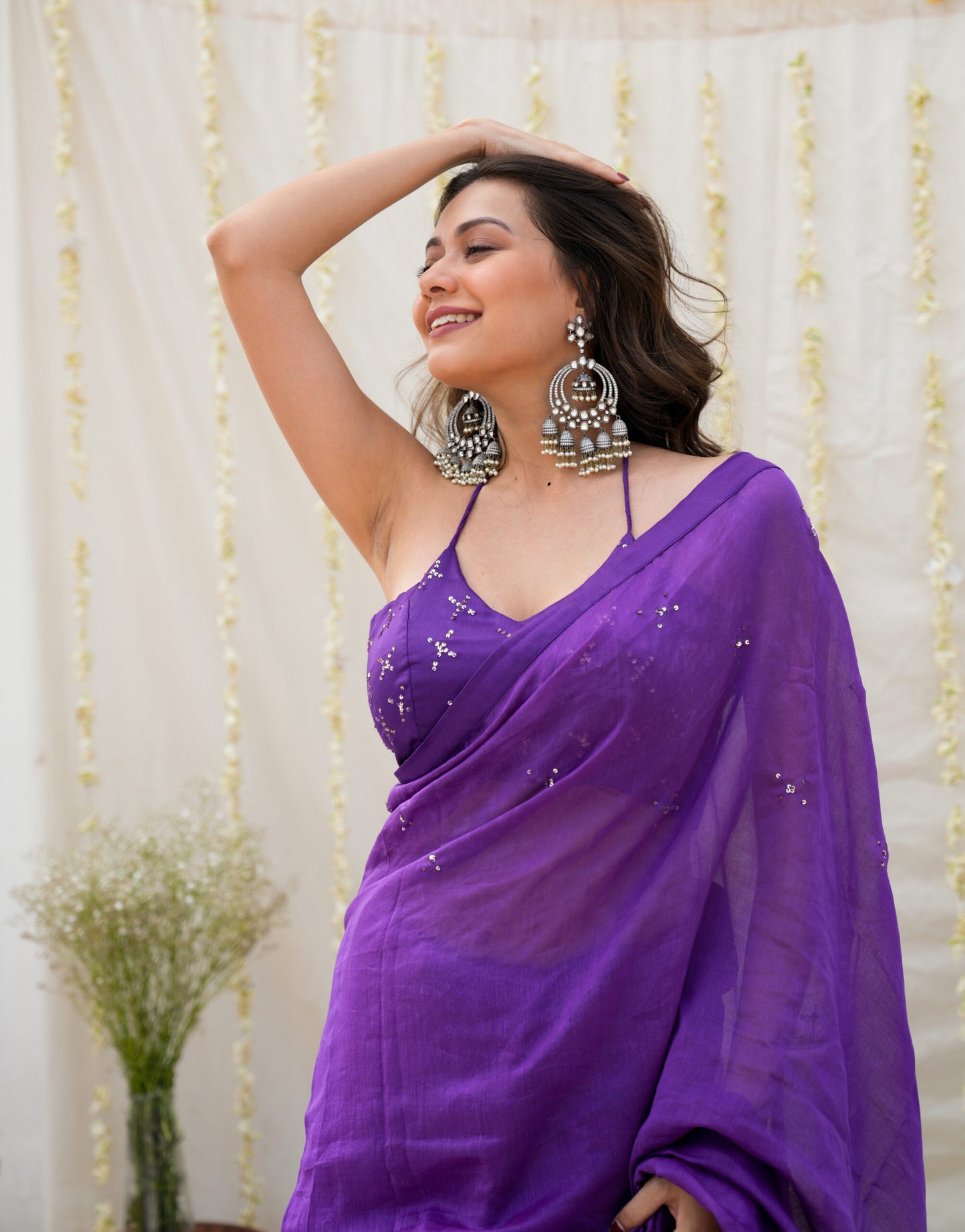 Purple Rose Saree