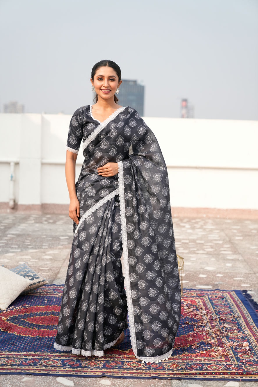 Black Modal Chanderi Saree