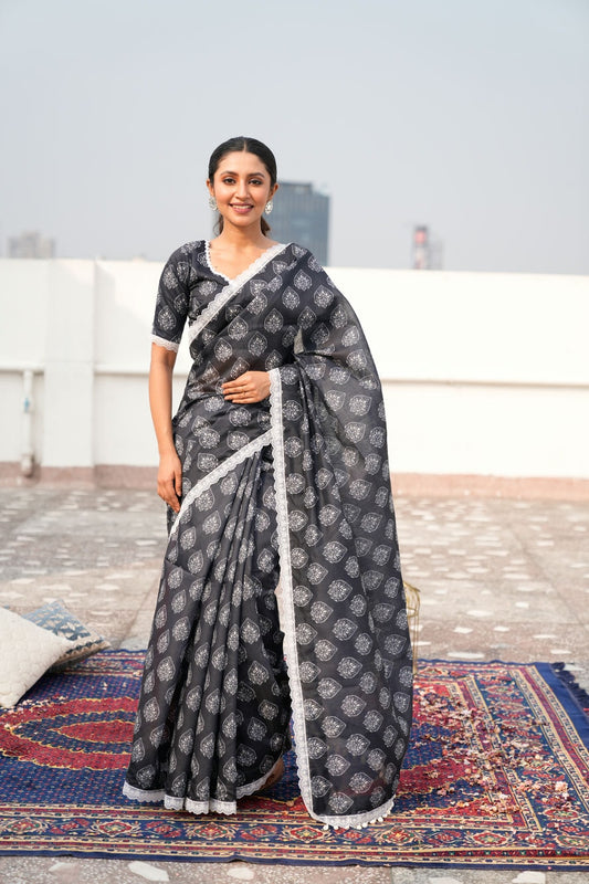 Black Modal Chanderi Saree