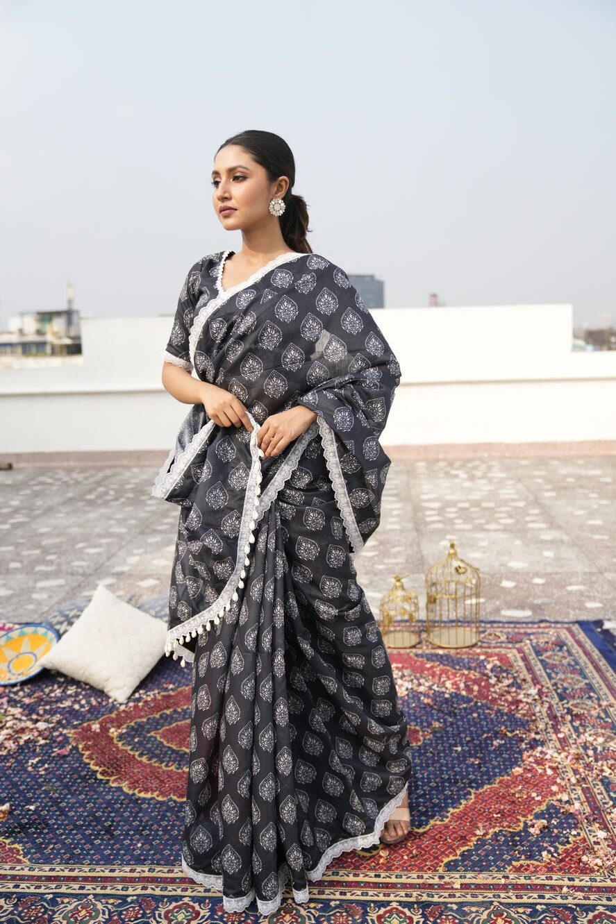 Black Modal Chanderi Saree