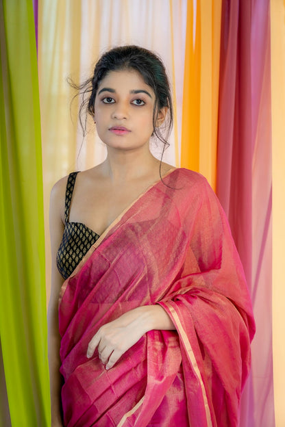 Shimmer On Rose Saree