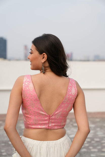 Pink Brocade Blouse