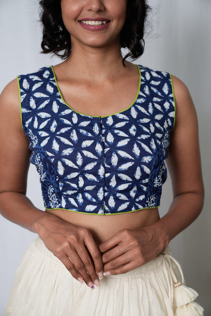 Indigo Patchwork Hand Embroidered Blouse