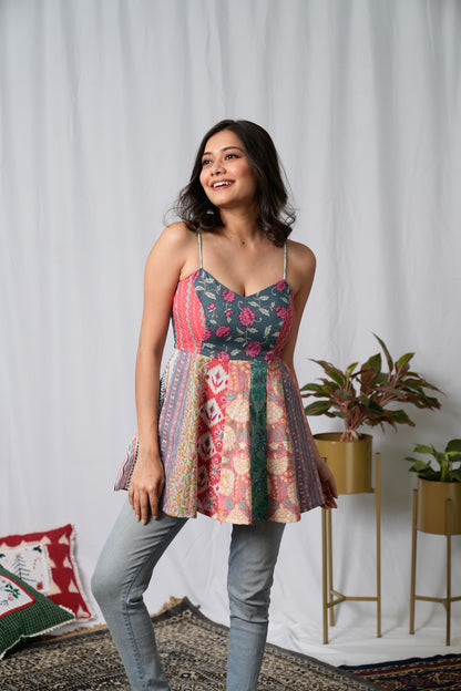 Ruhi Patchwork Kalidar Flared Top