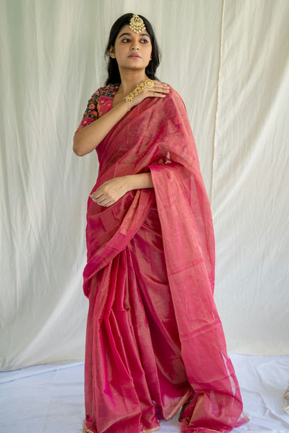 Shimmer On Rose Saree