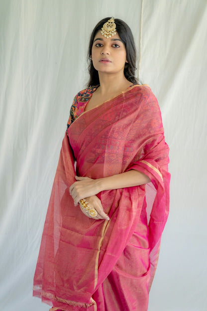 Shimmer On Rose Saree