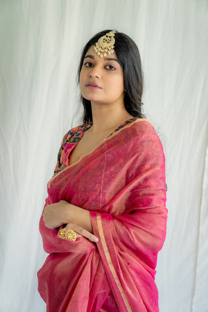 Shimmer On Rose Saree