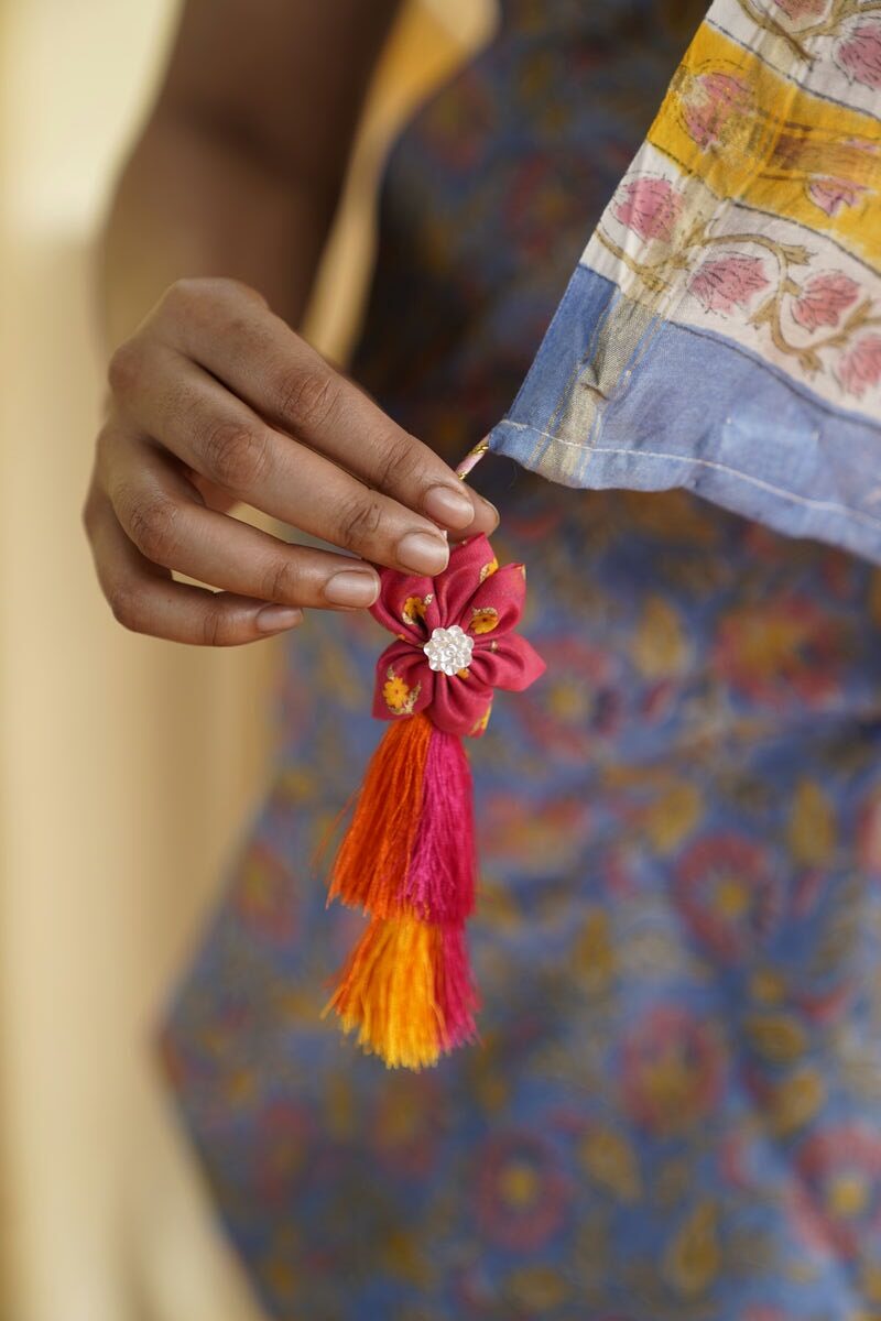 Summer Sunset Corn Flower Saree