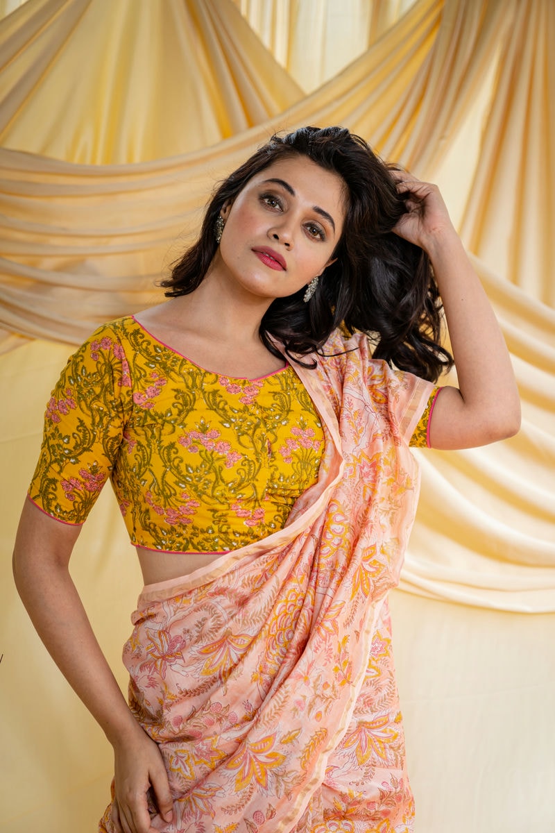 Summer Sunset Peach Pink Saree