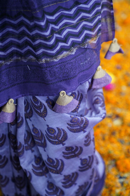 Lavender Purple Cottton Silk Saree