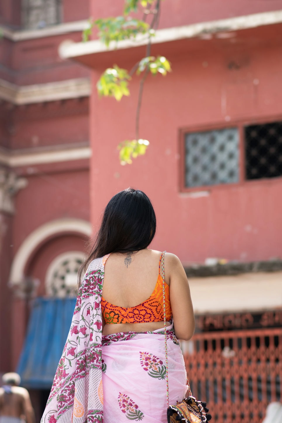 Pink Mughal Print Mul Cotton Saree